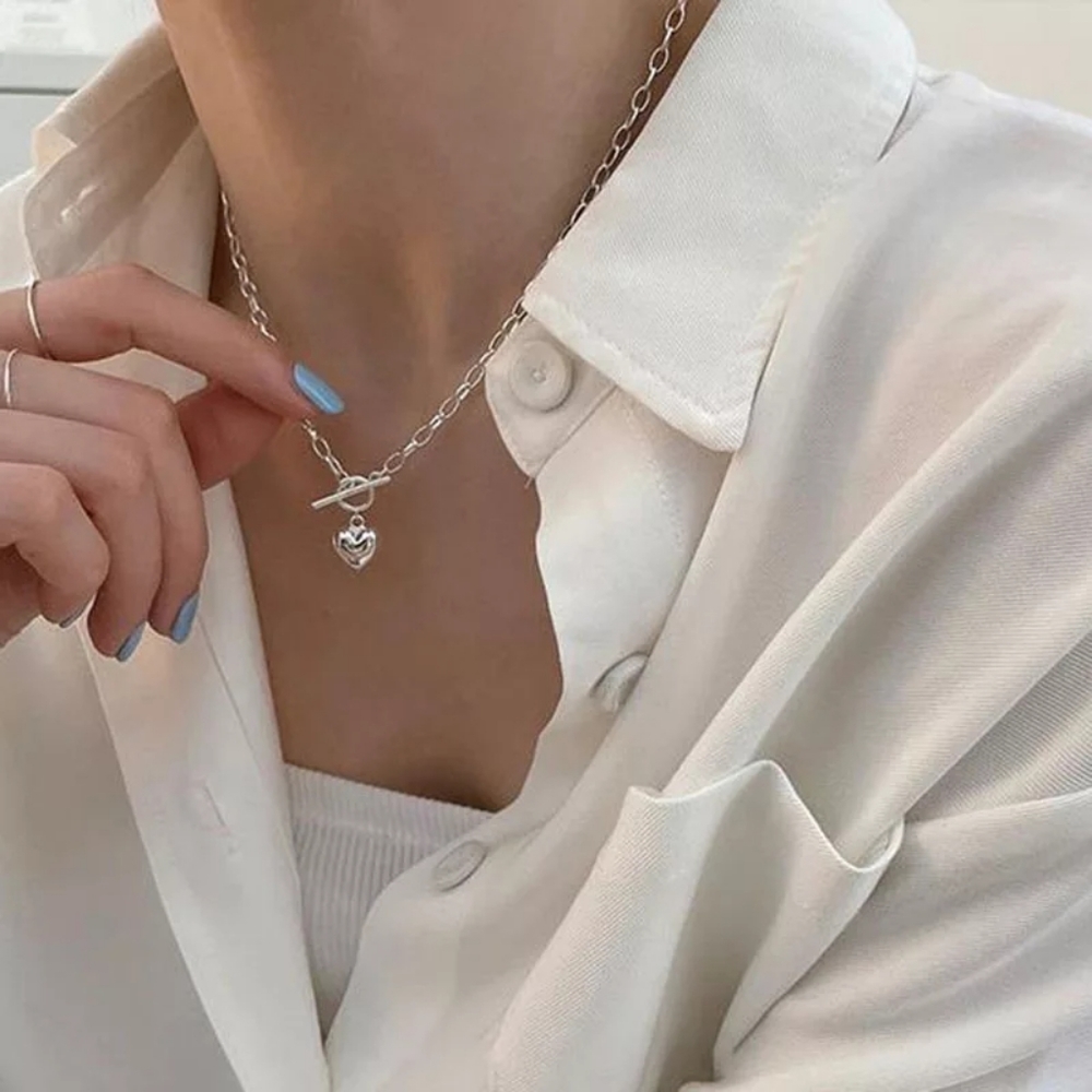 Elegant silver chain heart necklace s925 - Picture 6 of 12